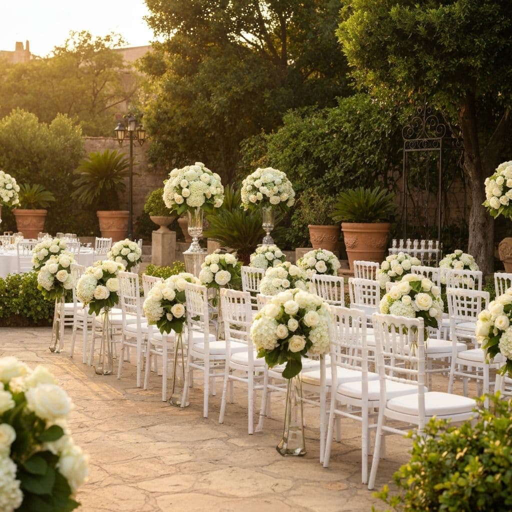 Evento elegante con sillas decoradas
